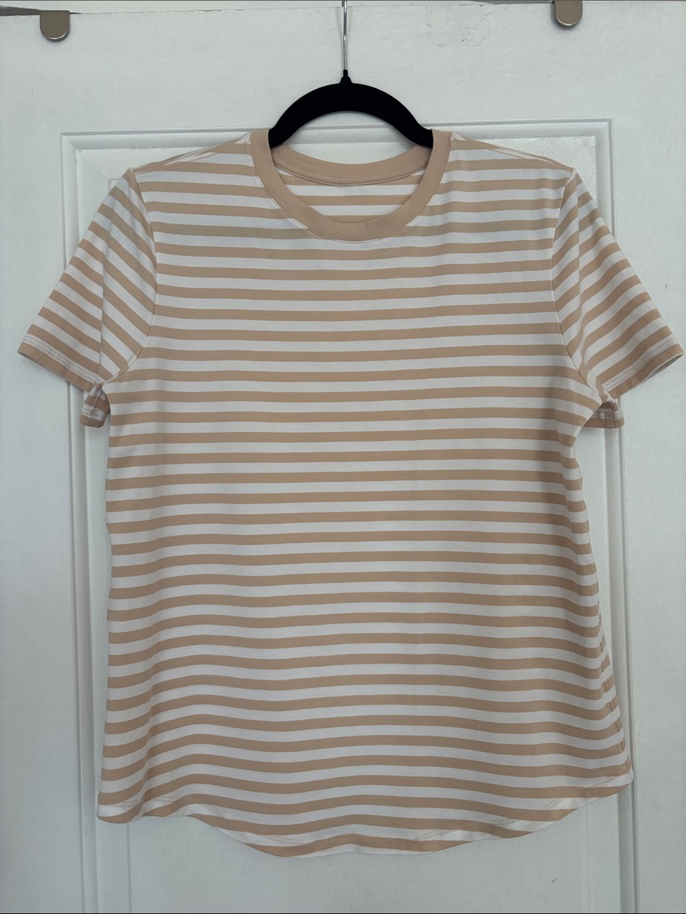 Lululemon Love Crew Tee, Tan Stripe, size 6